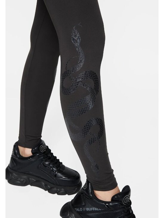 Disturbia Pants - Disturbia Venin Snake Athleisure Leggings Charcoal Gray Size US 12